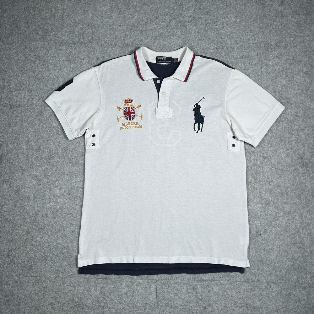 Vintage Polo Ralph Lauren Polo‎ Shirt Mens Size XL White Mercer Team Big Pony #3